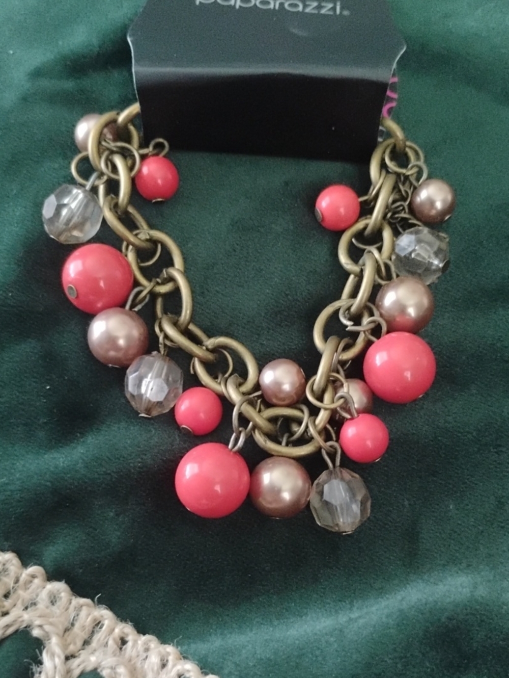 paparazzi Pink and Gold Multi-Bead Chain Necklace